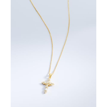 Stunning 14K Gold Plated Women's Cross Necklace