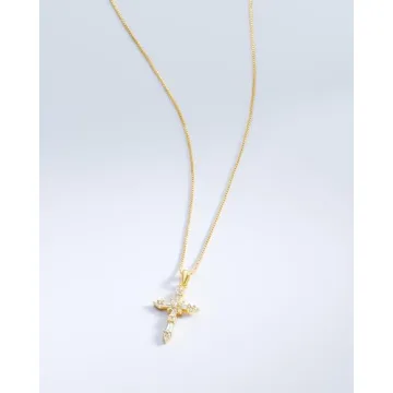 Stunning 14K Gold Plated Women's Cross Necklace