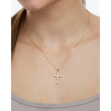 Stunning 14K Gold Plated Women's Cross Necklace