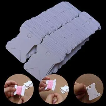 Embroidery Floss Bobbins-Paper Cross Stitch Embroidery Thread Organizer Cardboard -Floss Bobbins- Crafts Floss Bobbins -165 Thread Bobbin Cards (White)