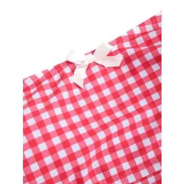 seamoly Gingham Cinched Back Bow Decor Tie Side Tankini Set, Red, M