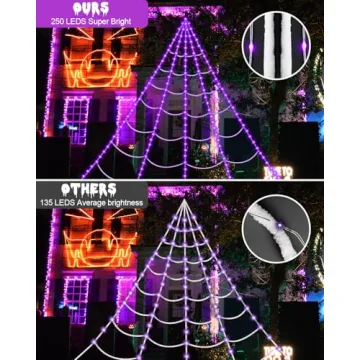 LED Purple Spider Web Lights for Halloween Decor 16.4Ft