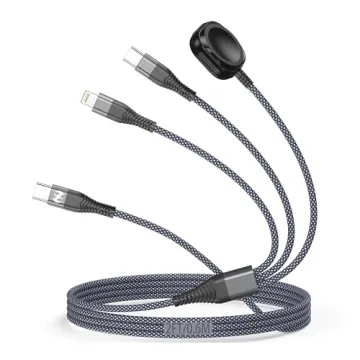 Upgraded Apple Watch Charger 2FT Magnetic Multi Charging Cable Nylon Braided USB C Port to Lightning...