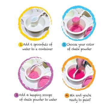 DIY Sidewalk Chalk Paint Set - Non-Toxic, Washable Powdered Chalk - Simply Mix in Water and Use a Pa...