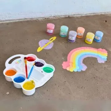 DIY Sidewalk Chalk Paint Set - Non-Toxic, Washable Powdered Chalk - Simply Mix in Water and Use a Paintbrush to Create Colorful Artwork on the Sidewalk or Chalkboard, For Kids Ages 5+
