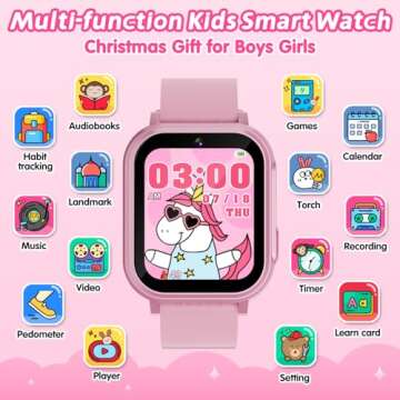Kids Waterproof Smart Watch Gift for Girls Age 5-12, 32 Games HD Touchscreen Kids Watch with Dual Ca...