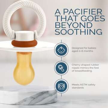 Itzy Ritzy Natural Rubber Pacifiers, Set of 2 – Natural Rubber Newborn Pacifiers with Cherry-Shaped Nipple & Large Air Holes for Added Safety; Set of 2 in Coconut & Toast, Ages 0 – 6 Months