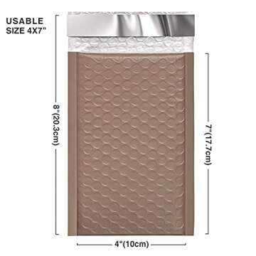 Metronic 4x8 Bubble Mailers, Bronze Brown Color Shipping Bags, Self-Seal Packaging Bags, Padded Envelopes, Packaging for Business, Lip Gloss, Accessories, Jewelry, Cosmetics, 50-Pack