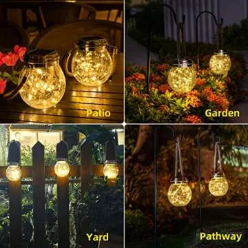 ROSHWEY Solar Lantern, 2 Pack Garden Decor Lights Waterproof Outdoor Lanterns with 30 LED Solar Lights Patio Hanging Lights for Backyard Fence Pathway Porch Christmas Decorative, Warm White