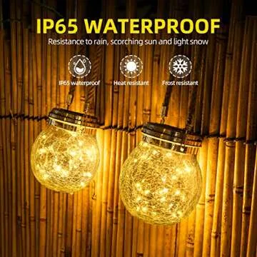 ROSHWEY Solar Lantern, 2 Pack Garden Decor Lights Waterproof Outdoor Lanterns with 30 LED Solar Lights Patio Hanging Lights for Backyard Fence Pathway Porch Christmas Decorative, Warm White