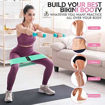 Exercise Bands for Working Out, Resistance Bands Set for Legs and Butt, Non-Slip Fitness Bands, Hip Stretch Booty Bands, Elastic Bands with Carrying Pouch (3)