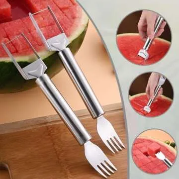 Effortless Watermelon Cutter for Perfect Cubes - 2-in-1 Tool