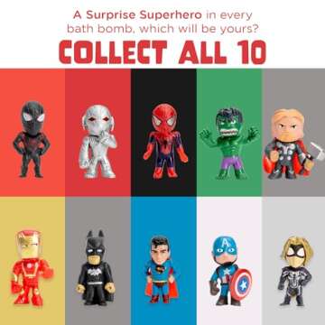 Superhero Boys Bath Bombs with Surprise Hero Toys Inside (12 Pack) - Large Bubble Bomb, Fruity Scents, Relaxing Aromas - Ideal Birthday Gift for Kids by Two Sisters
