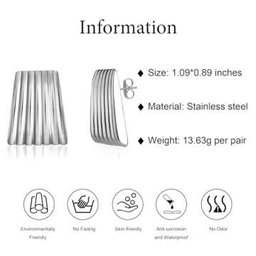 Floramos Gold Ribbed Trapezoid Earrings for Women - Trendy Chunky Geometric 18K Gold Statement Accessories