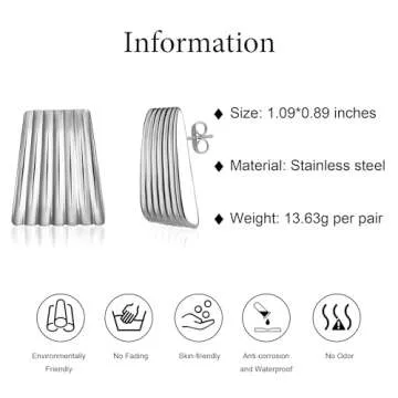 Floramos Gold Ribbed Trapezoid Earrings for Women - Trendy Chunky Geometric 18K Gold Statement Accessories