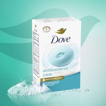 Dove Beauty Bar Soap Antibacterial Care 2 Count For Clean, Moisturized Skin, Removes Bacteria 3.75 oz