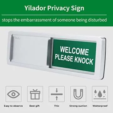 Privacy Sign, Do Not Disturb/Welcome Sign for Home Office Restroom Conference Hotles Hospital, Privacy Slide Door Sign Tells Whether Room in Vacant or Occupied, 7'' x 2'' Indicator - Silver