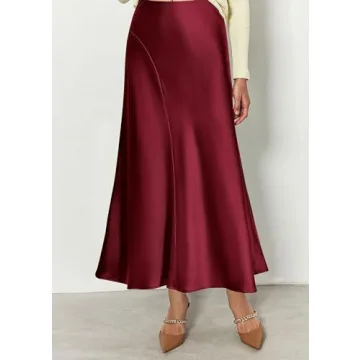 Elegant KIRUNDO Satin Long Skirt for Women