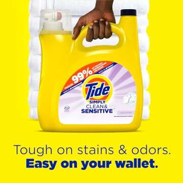 Tide Simply Clean & Sensitive Laundry Detergent, Cool Cotton Scent, 89 Loads, 117 Fl Oz