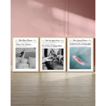 Stylish iHery Happy Hour Framed Newspaper Wall Art