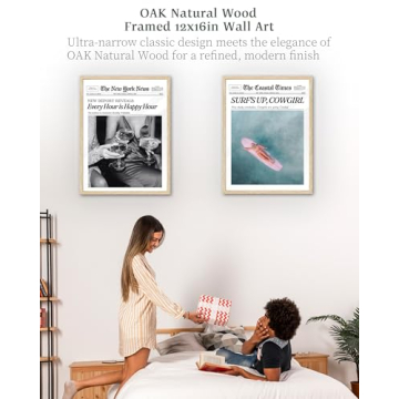 Stylish iHery Happy Hour Framed Newspaper Wall Art