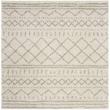 SAFAVIEH Arizona Shag Collection Area Rug - 10' Square, Ivory & Beige, Moroccan Design, Non-Shedding & Easy Care, 1.6-inch Thick Ideal for High Traffic Areas in Living Room, Bedroom (ASG741A)