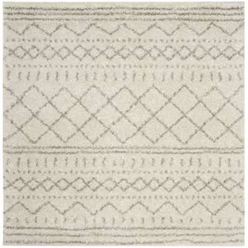 SAFAVIEH Arizona Shag Collection Area Rug - 10' Square, Ivory & Beige, Moroccan Design, Non-Shedding & Easy Care, 1.6-inch Thick Ideal for High Traffic Areas in Living Room, Bedroom (ASG741A)
