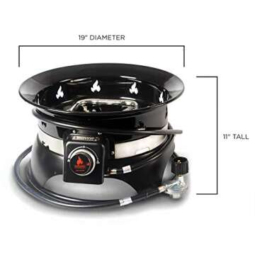 Outland Living 870 Premium Auto-Ignition Smokeless Outdoor Portable Propane Fire Pit with Cover & Carry Kit, 19-inch 58,000 BTU, Black