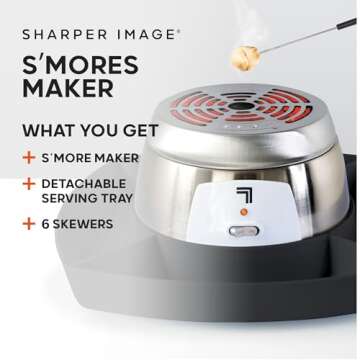 SHARPER IMAGE Electric S'mores Maker [Amazon Exclusive] 8-Piece Kit, 6 Skewers & Serving Tray, Small...