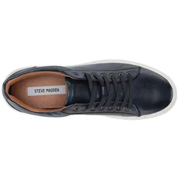 Steve Madden Men's SHOWTYME Sneaker, Navy Leather, 7.5 M US