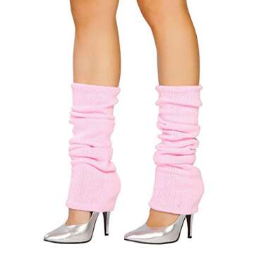 SUNTRADE 2 Pair Ladies & Girls Ribbed Leg Warmers (Pink+White)