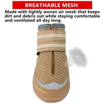QUMY 4PCS Dog Shoes for Hot Pavement, Medium Large Dog Boots & Paw Protectors for Summer Heat Protection, Mesh Breathable Skid-Resistant Dog Booties for Walking Running Hiking