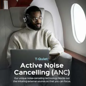 TREBLAB Z2 Active Noise Cancelling Workout Headphones - Signature-HD Sound, Deep Bass, 35H Battery, Comfortable, Foldable Over Ear Bluetooth Headphones Wireless. for Gym, Sport, Travel. Mic for Calls