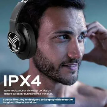 TREBLAB Z2 Active Noise Cancelling Workout Headphones - Signature-HD Sound, Deep Bass, 35H Battery, Comfortable, Foldable Over Ear Bluetooth Headphones Wireless. for Gym, Sport, Travel. Mic for Calls
