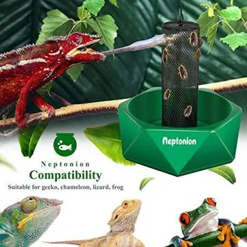 NEPTONION Hookable Chameleon Feeding Bowl, Professional Live Worm Organizer with Column for Prey to Climb and Move, Suitable for Lizard, Bearded Dragon, Iguana, Gecko, Toad, Frog