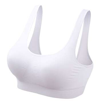 Mirity Padded Sports Bras For Women Freedom Seamless Racerback Spanx Yoga Bra Pack of 3, 3 White, Large