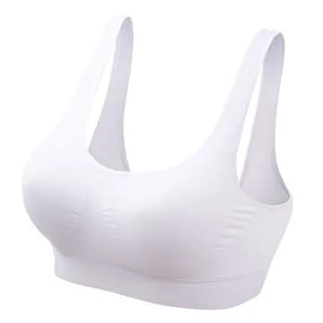 Mirity Padded Sports Bras For Women Freedom Seamless Racerback Spanx Yoga Bra Pack of 3, 3 White, Large