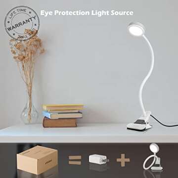 EYOCEAN Dimmable Desk Lamp with 3 Modes and Flexible Clamp