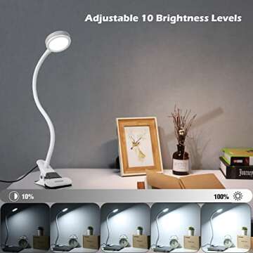 EYOCEAN Dimmable Desk Lamp with 3 Modes and Flexible Clamp