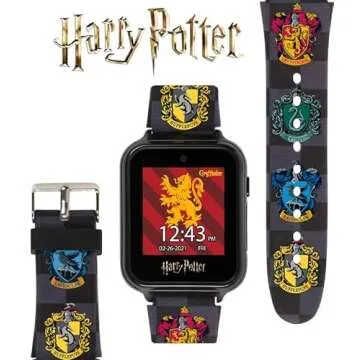 Accutime Harry Potter Educational Learning Touchscreen Kids Smartwatch - Black Strap, Toy - Girls, Boys, Toddlers - Selfie Cam, Games, Alarm, Calculator, Pedometer (Model: HP4107AZ)