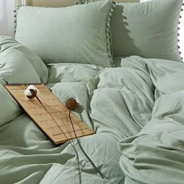 ETDIFFE Pom Pom Duvet Cover Set - Bohemian Style