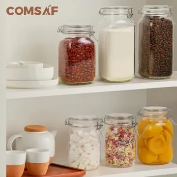 Stylish ComSaf Airtight Glass Canister Set of 3 - Practical Food Storage
