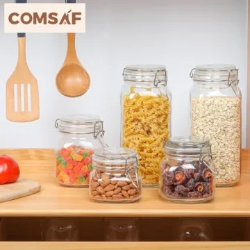 Stylish ComSaf Airtight Glass Canister Set of 3 - Practical Food Storage