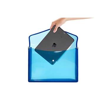 Plastic File Folder Poly Envelope Expanding File Wallet Document Folder with Snap Button Closure, Legal Size, 5 Pack Large Waterproof Accordion File Pouch (Assorted Colors)