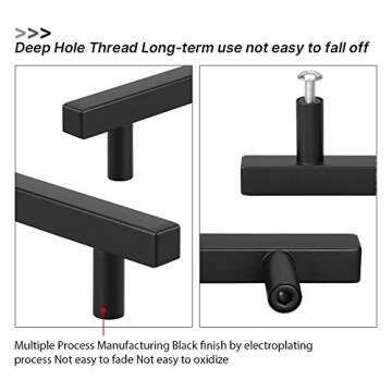 Peaha Black Cabinet Pulls 3 inch Black Drawer Pulls 15 Pack - PHJ22BK Black Cabinet Handles Bar Pulls for Cabinets Black Cabinet Hardware Kitchen Pulls for Cabinets Black