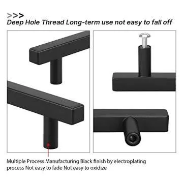 Peaha Black Cabinet Pulls 3 inch Black Drawer Pulls 15 Pack - PHJ22BK Black Cabinet Handles Bar Pulls for Cabinets Black Cabinet Hardware Kitchen Pulls for Cabinets Black