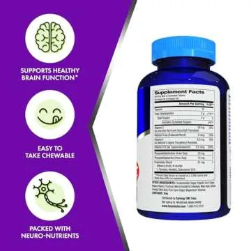 Focus Factor Kids Extra Strength Daily Chewable for Brain Health Support, 120 Count – Vitamins - Quality Formula – Gluten & Dairy Free Supplements for Children – No Artificial Sweetener