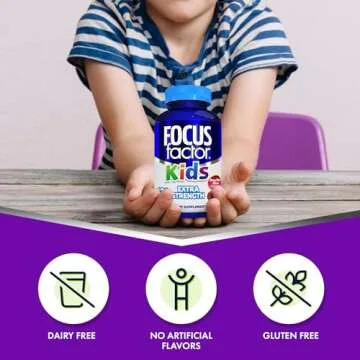 Focus Factor Kids Extra Strength Daily Chewable for Brain Health Support, 120 Count – Vitamins - Quality Formula – Gluten & Dairy Free Supplements for Children – No Artificial Sweetener