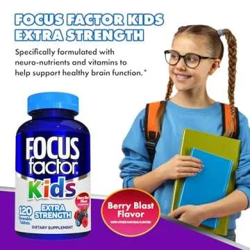 Focus Factor Kids Extra Strength Daily Chewable for Brain Health Support, 120 Count – Vitamins - Quality Formula – Gluten & Dairy Free Supplements for Children – No Artificial Sweetener