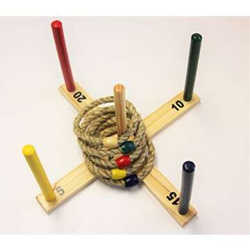 Oojami Ring Toss Game - Children's or Family Outdoor Quoits Game - Compact Carry Bag Included